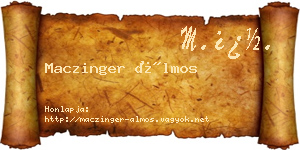 Maczinger Álmos névjegykártya